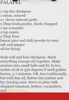 FALAFEL RECIPE